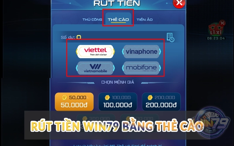 Rút tiền Win79 - 3 cách thực hiện siêu nhanh 2 rút tiền Win79 bằng thẻ cào
